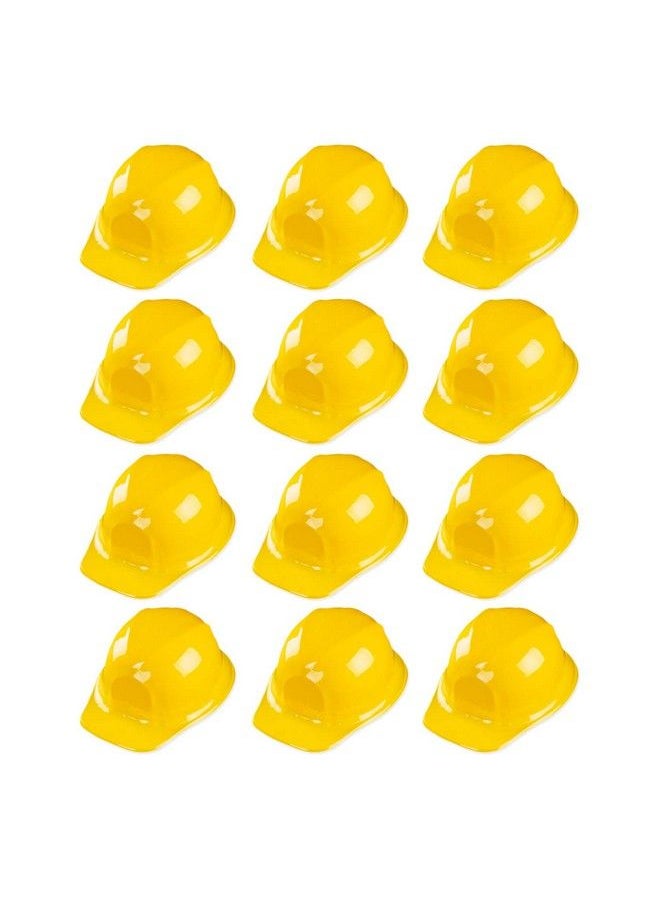 Super Z Outlet 12 Pack Yellow Construction Hard Hat Plastic Birthday Party Supplies Worker Caps Set Halloween Costume Toy  - Image 1