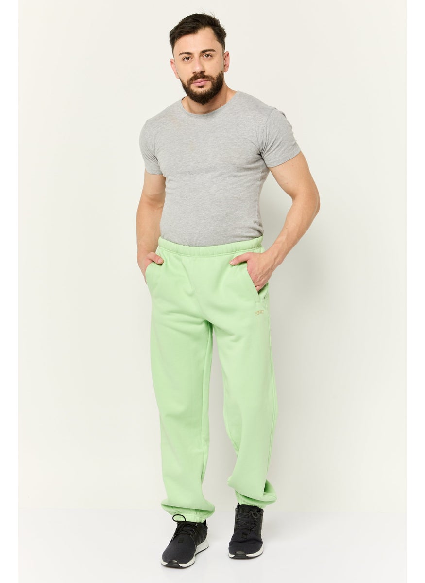 ESPRIT - Men Regular Fit Brand Logo Sweatpants, Light Green - Image 1
