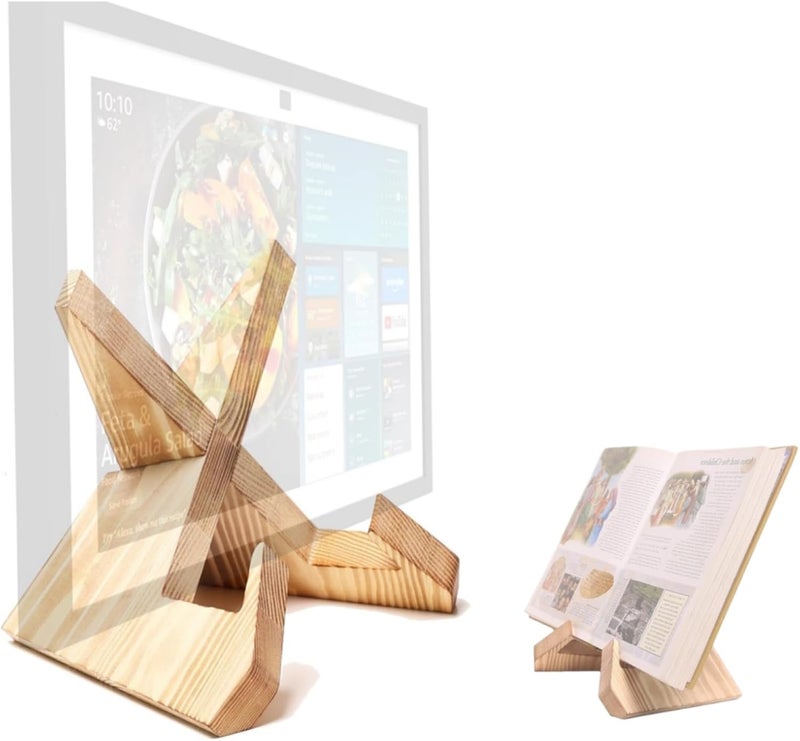 Alloery Tablet Computer Stand Compatible with Echo Show 15,Echo Show 21 and Suitable for Cookbook,Stand Holder Display (Light brown) - Image 1