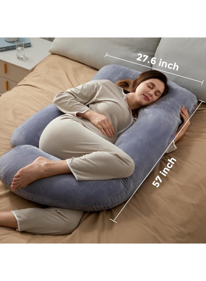 Pregnancy Pillows for Sleeping, U Shaped Full Body Maternity Pillow with Removable Cover - Support for Back, Legs, Belly, HIPS for Pregnant Women, 57 Inch Pregnancy Pillow for Women, Grey - Image 3