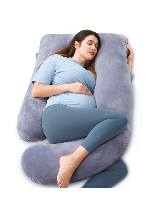 Pregnancy Pillows for Sleeping, U Shaped Full Body Maternity Pillow with Removable Cover - Support for Back, Legs, Belly, HIPS for Pregnant Women, 57 Inch Pregnancy Pillow for Women, Grey - Image 1