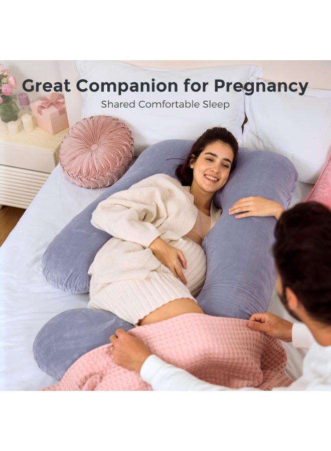 Pregnancy Pillows for Sleeping, U Shaped Full Body Maternity Pillow with Removable Cover - Support for Back, Legs, Belly, HIPS for Pregnant Women, 57 Inch Pregnancy Pillow for Women, Grey - Image 5
