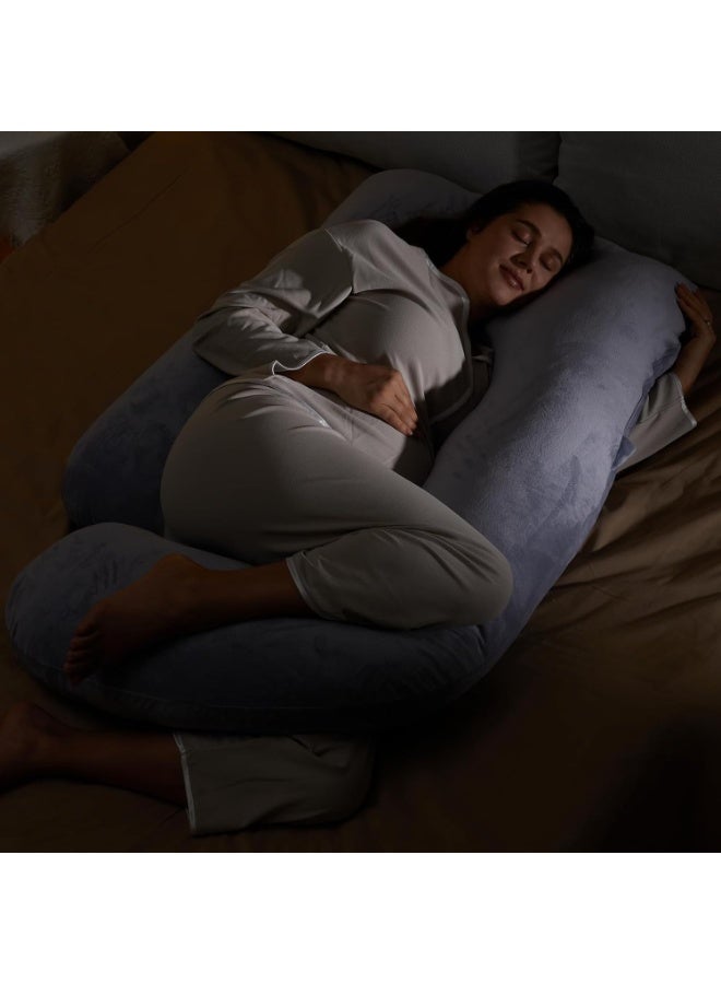 Pregnancy Pillows for Sleeping, U Shaped Full Body Maternity Pillow with Removable Cover - Support for Back, Legs, Belly, HIPS for Pregnant Women, 57 Inch Pregnancy Pillow for Women, Grey - Image 2