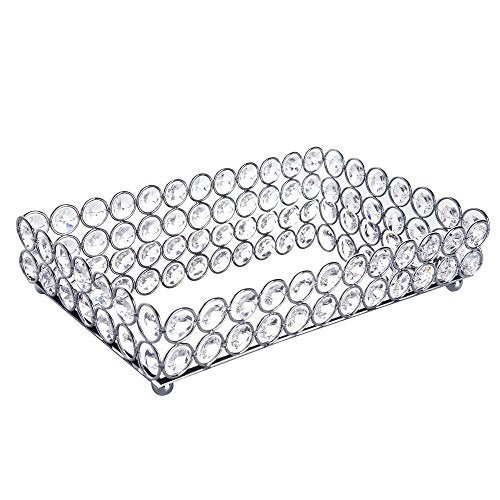 Marigold Stores Rectangle Clear Beaded Glass Crystal Rectangular Tray for Home Decor with Strong Metal Base & Reflective Mirrored Top/Home Decoration/Gift/Jewelry Organizer. - Image 4