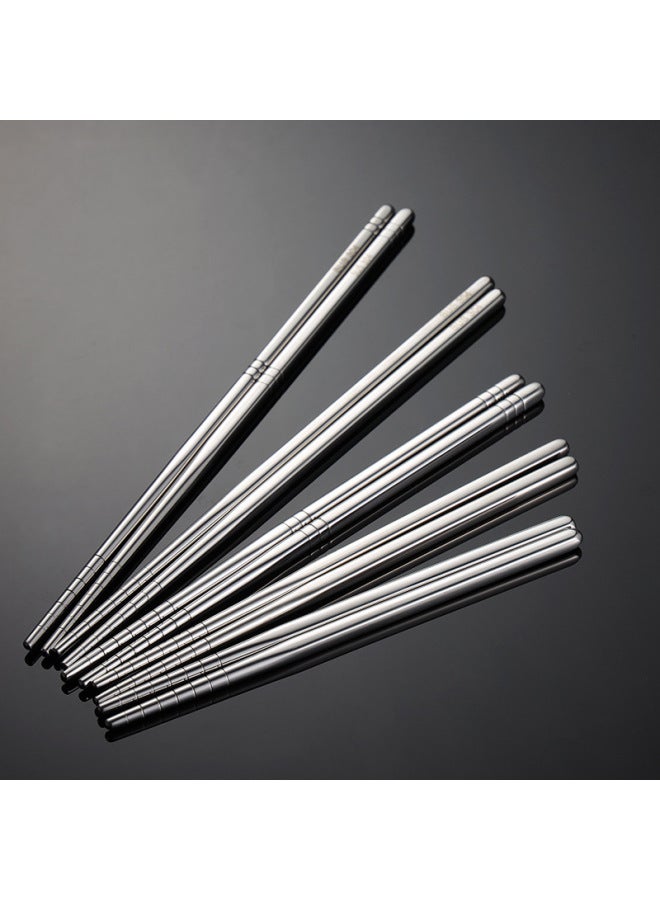 En 304 Stainless Steel Tableware Metal Chopsticks Six-coil Non-slip Half-square Multi-size Bold Korean Cloth Wheel-Color:24cm All-optical Wireless Ring - Image 3