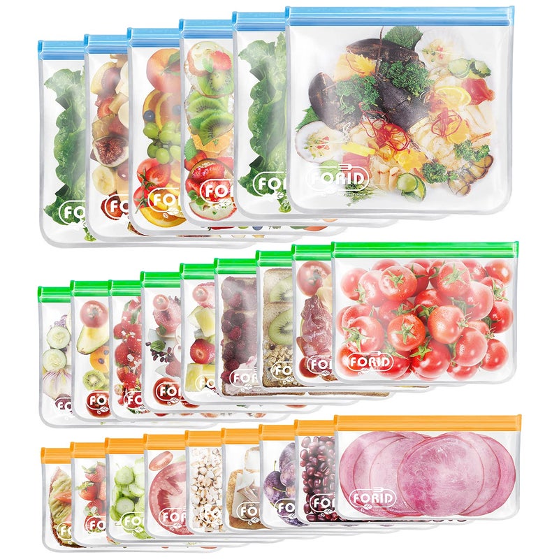 FORID Reusable Gallon Freezer Bags, 6 Pack Leakproof Extra Thick 1 Gallon Bags for Marinate Food & Fruit Cereal Sandwich Snack Meal Prep Travel Items Home Organization Storage - Image 1