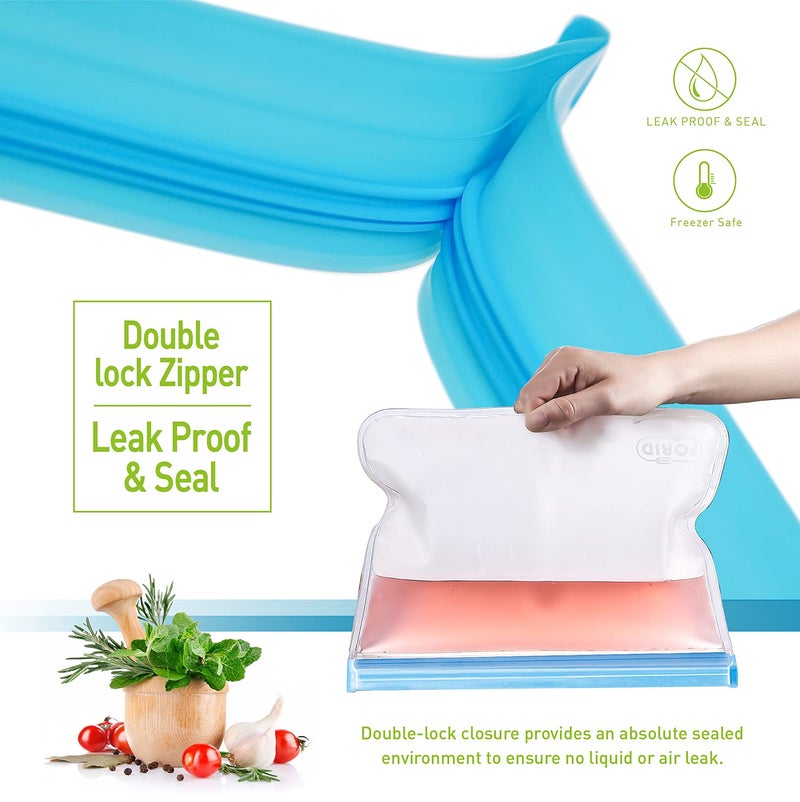 FORID Reusable Gallon Freezer Bags, 6 Pack Leakproof Extra Thick 1 Gallon Bags for Marinate Food & Fruit Cereal Sandwich Snack Meal Prep Travel Items Home Organization Storage - Image 3