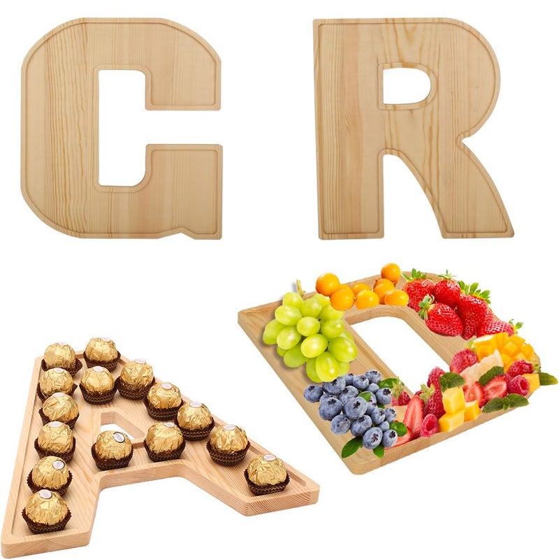 MRPAPA Grad Wooden Charcuterie Boards 4PCS Letter 12Inch Grad Serving Tray 2025 Graduation Wood Platter Decorative Snack Dish Plates for Graduation Party Decorations Supplies (Wood-4PCS) - Image 1