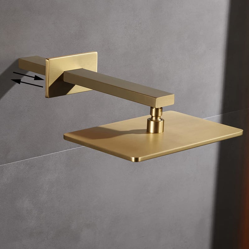 RANDOM 16 Inch Brushed Gold Shower Arm with Flange and Teflon Tape,Thicken Stainless Steel Extension Extender Pipe for Fixed Rain Shower Head,Extra Long High Rise Shower Head Extension Arm.91118-16BG - Image 4