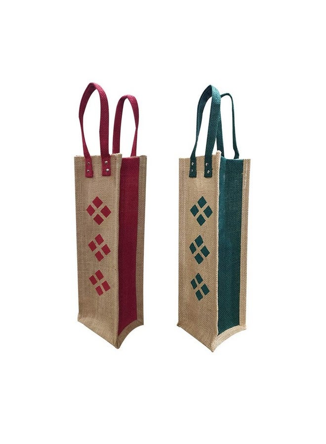 Dasvilla Jute Bottle Carry Bag, Set of 2, 1.5 litres, Multicolour, Combo of Jute Carry Bag for Bottle (Design-13) - Image 1