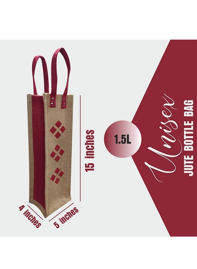 Dasvilla Jute Bottle Carry Bag, Set of 2, 1.5 litres, Multicolour, Combo of Jute Carry Bag for Bottle (Design-13) - Image 2