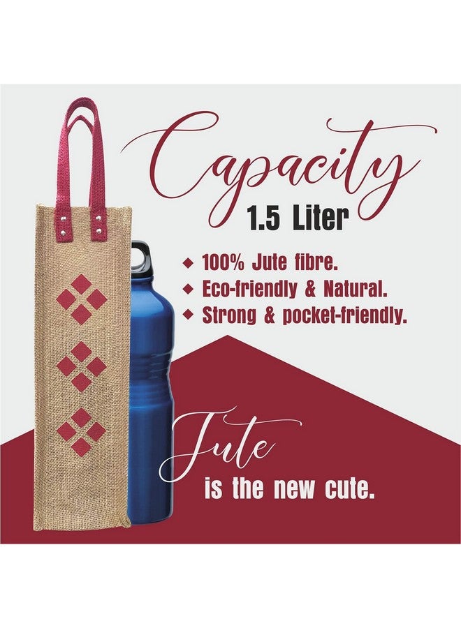 Dasvilla Jute Bottle Carry Bag, Set of 2, 1.5 litres, Multicolour, Combo of Jute Carry Bag for Bottle (Design-13) - Image 3