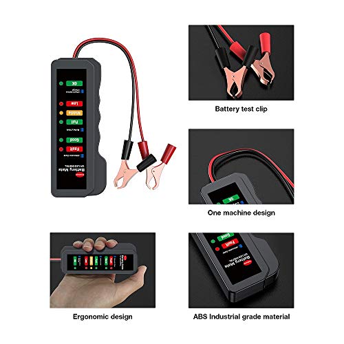 KINGBOLEN 12V car Battery Tester, Alternator Tester Automotive,Battery Checker, Analyzer to Check alternator & Battery Charging System,LED Indication - Image 3