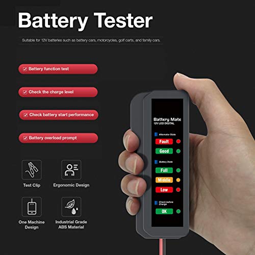 KINGBOLEN 12V car Battery Tester, Alternator Tester Automotive,Battery Checker, Analyzer to Check alternator & Battery Charging System,LED Indication - Image 2