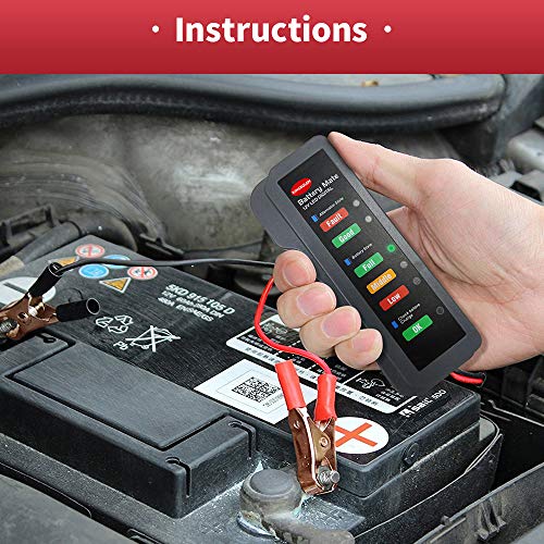 KINGBOLEN 12V car Battery Tester, Alternator Tester Automotive,Battery Checker, Analyzer to Check alternator & Battery Charging System,LED Indication - Image 4