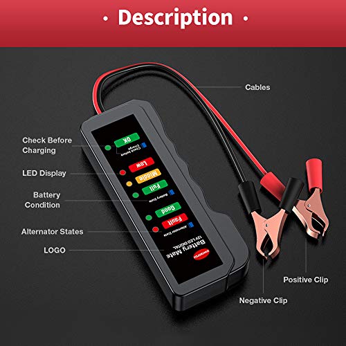 KINGBOLEN 12V car Battery Tester, Alternator Tester Automotive,Battery Checker, Analyzer to Check alternator & Battery Charging System,LED Indication - Image 5