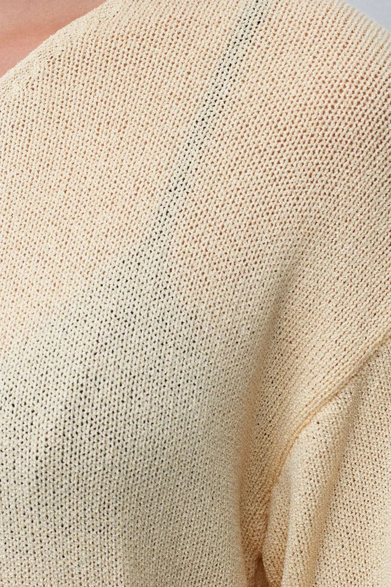 Dilvin Cream Natural DILVIN Women's Ribbed Boat-Neck Knit Sweater for Women | Best Price UAE