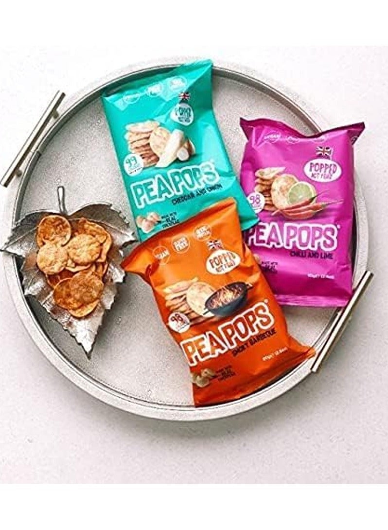 Pea Pops Healthy Protein Chips Delicious Chikpea Crisps 20% Protein Less Fat, Low Calorie Popped (Not Fried) 23g Chilli & Lime