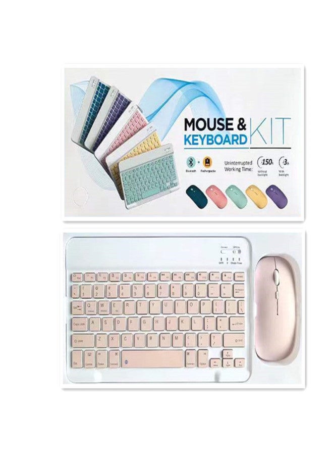 Portable Bluetooth Keyboard Mouse Set For Tablet Android Phone Thai Language Engraving Keyboard Pinyin Input Method-Color:Pink-Product Type:10 Inch Bluetooth Keyboard + Dual-mode Mouse + Packing Box - Image 1