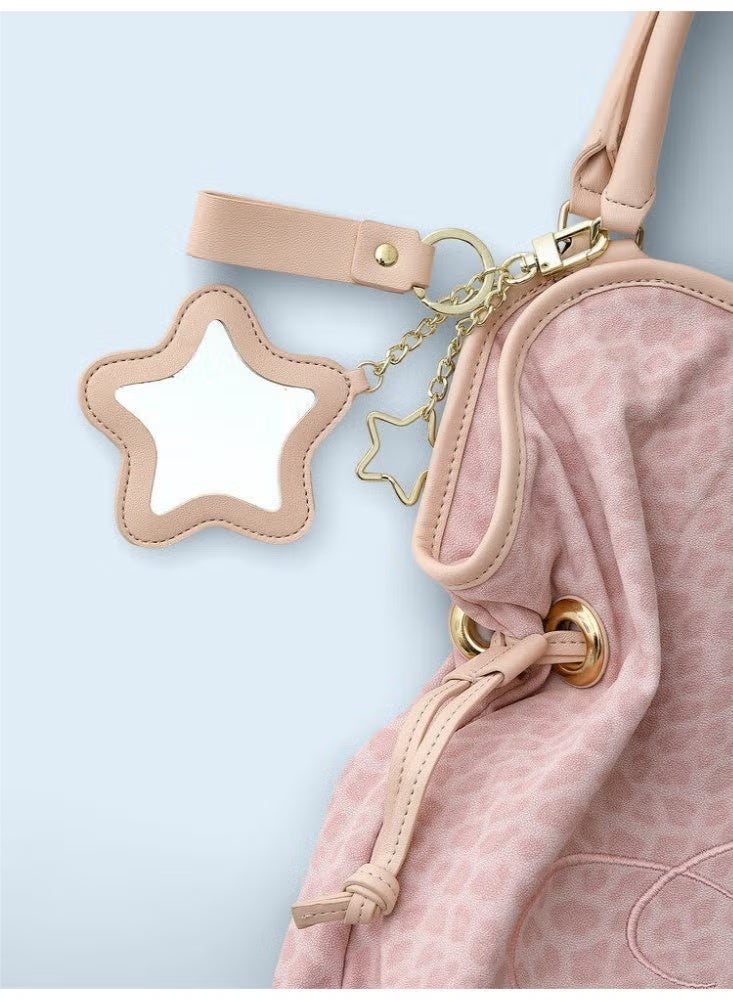 BubbleBum Women's Handbag - Pink Leopard Print Tote with Star Charm, Elegant Designer Shoulder Bag for Daily Use - Image 4