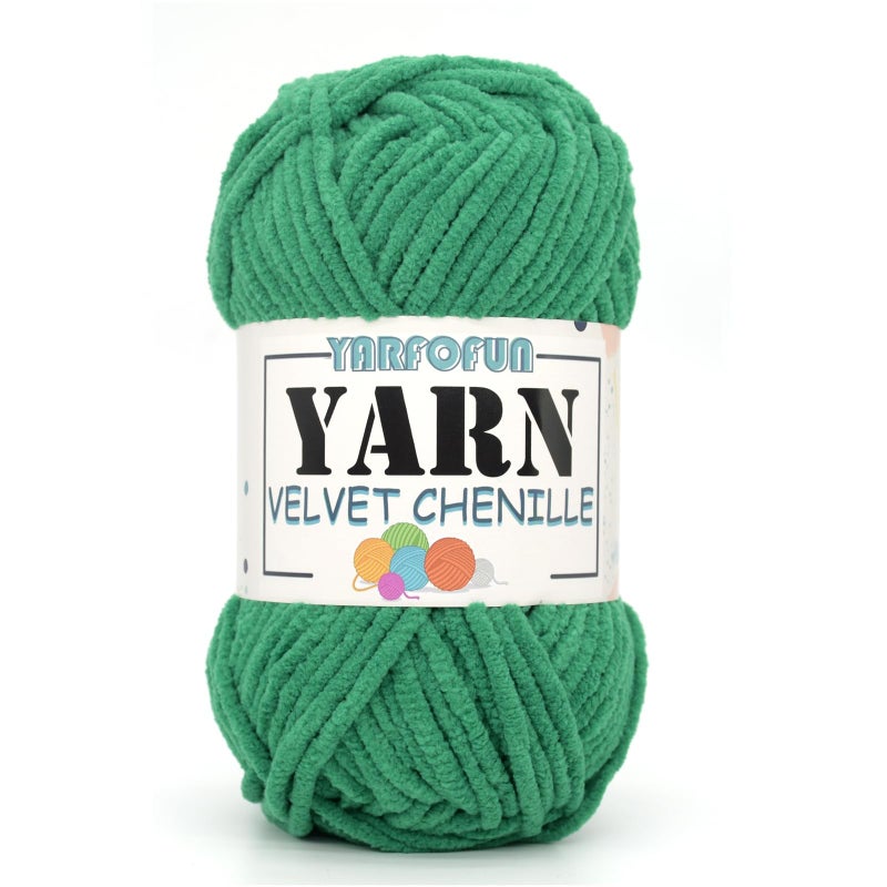 Velvet Chenille Yarn for CrochetingDark Green Fluffy Velvet Plush Yarn Thick Soft Chunky Chenille Yarn Baby Blanket Yarn for Crocheting Knitting Amigurumi Beginners 50gDark Green