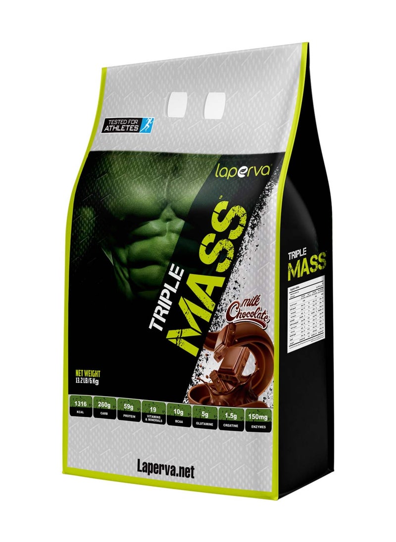 Laperva laperva Triple Mass Gainer Protein Powder, High Calorie Weight Gainer with Glutamine & Added Essential Fatty Acids, 1500mg Added Creatine Blend +10 gm of BCAA (Milk Chocolate, 6 Kg)  - Image 2