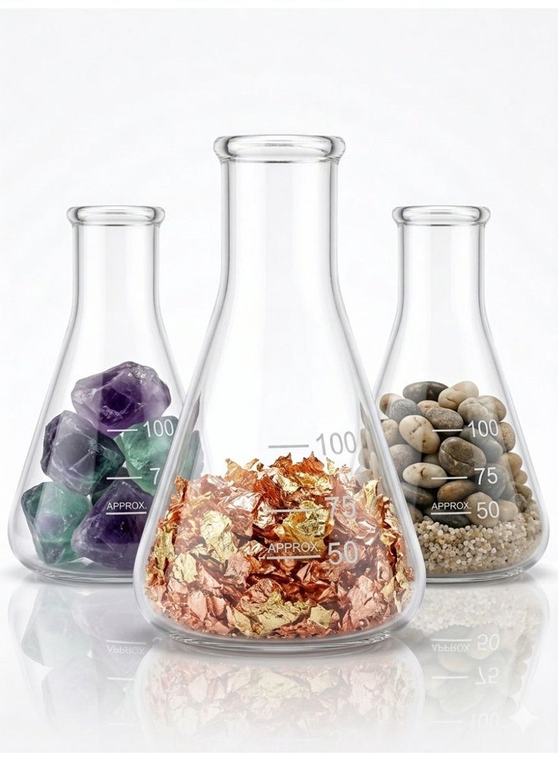 Protect Conical Flask 100ml Borosilicate Glass Erlenmeyer Flask Laboratory Chemical Resistant Measuring Flask - Image 2