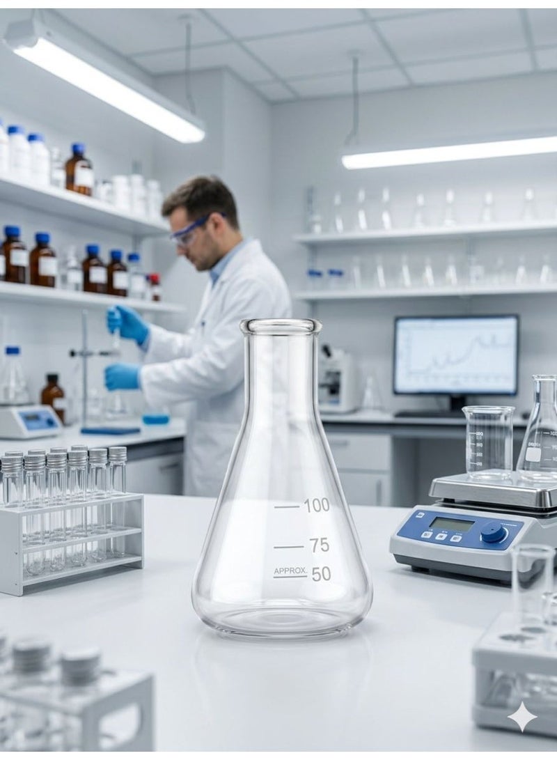 Protect Conical Flask 100ml Borosilicate Glass Erlenmeyer Flask Laboratory Chemical Resistant Measuring Flask - Image 3