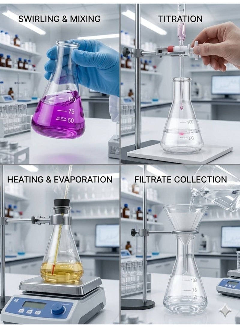 Protect Conical Flask 100ml Borosilicate Glass Erlenmeyer Flask Laboratory Chemical Resistant Measuring Flask - Image 4