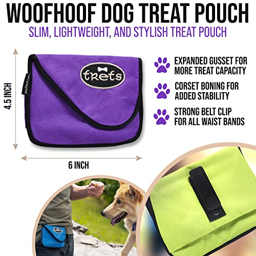 Woofhoof Dog Treat Pouch, Purple Training Treat Pouch - Clip On Dog Treat Holder, Innovative No Spill Design, Magnetic Flap, Expandable Gusset, Made of Durable Nylon, Machine Washable - Image 2