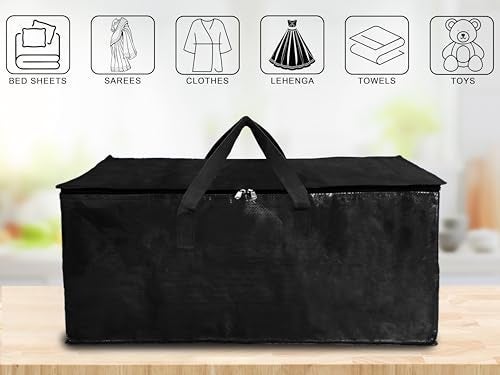 Shalimar Large Capacity Travel Bag/Storage Bag/Move-in Bags/Duffel Bag – Strong, Durable, Foldable & Water-Resistant – Pack of 1 – Black – 24.5" x 14.0" - Image 4