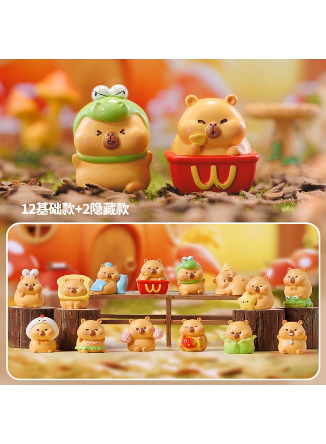 Tiktok-style Kapibara Food Series Blind Box Creative Trendy Desktop Ornament Decoration Birthday Gift Direct Sale
