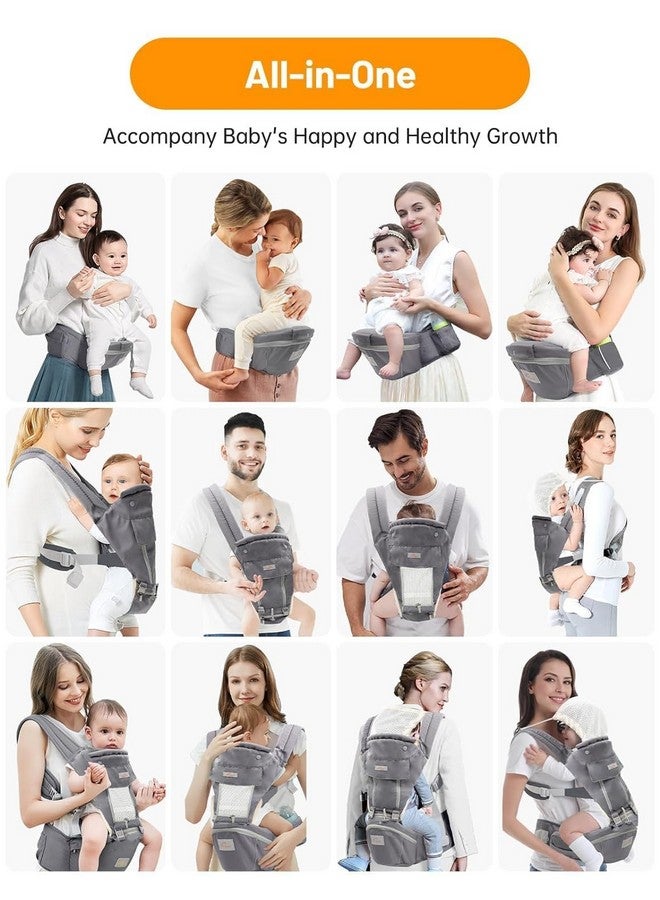 Mumgaroo Baby Carrier with Hip Seat, 6 in 1 Baby Carrier Newborn to Toddler, Adjustable Infant Carrier with Hood, All Seasons & All Position Baby Holder Carrier for Breastfeeding - Image 1