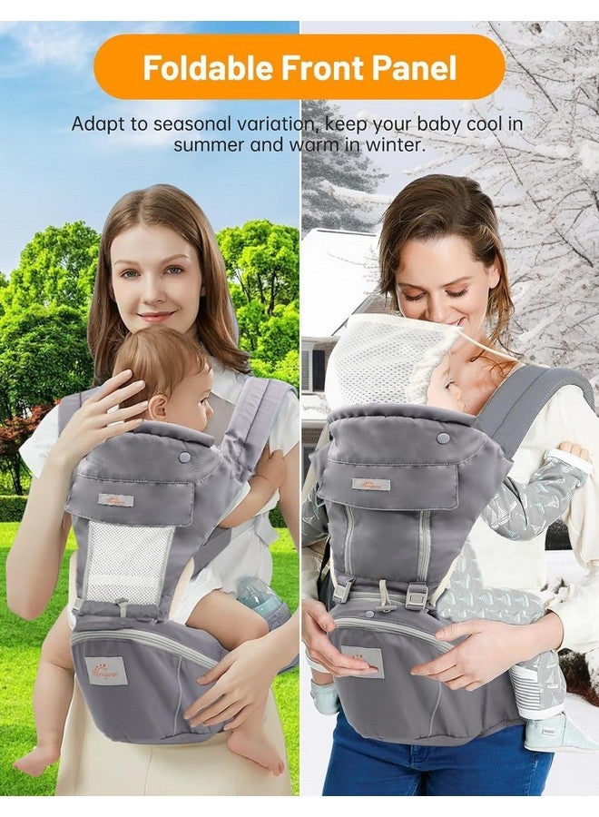 Mumgaroo Baby Carrier with Hip Seat, 6 in 1 Baby Carrier Newborn to Toddler, Adjustable Infant Carrier with Hood, All Seasons & All Position Baby Holder Carrier for Breastfeeding - Image 3