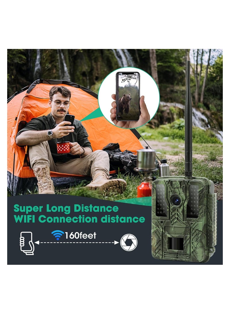 Generic Trail Camera, 4K 48MP WiFi Hunting Game Camera, 0.2s Trigger Time Deer Trail Camera, Infrared Night Vision IP67 Waterproof Wireless Wide Angle Trail Camera, for Outdoor Wildlife Monitoring  - Image 4