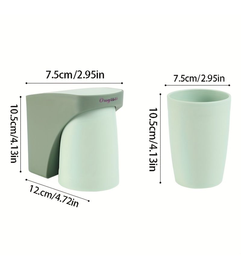Blue Wall Mount Nordic Toothbrush Holder With Mouthwash Cups - Image 2