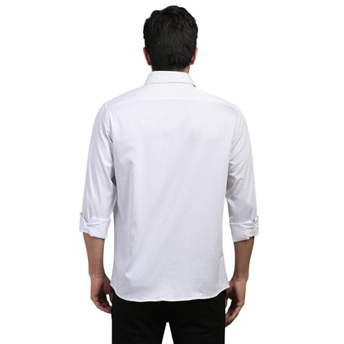 Louis Philippe Men White Slim Fit Print Full Sleeves Casual Shirt - Image 3