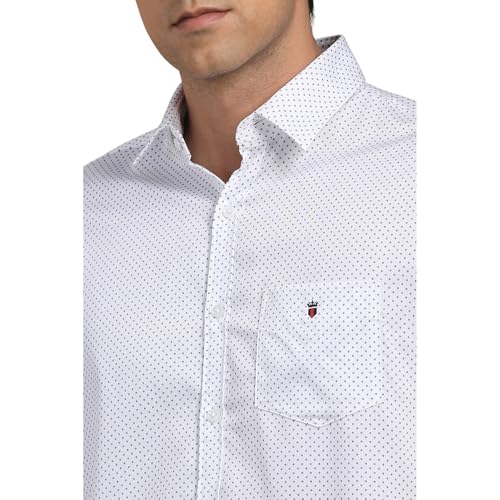 Louis Philippe Men White Slim Fit Print Full Sleeves Casual Shirt - Image 4