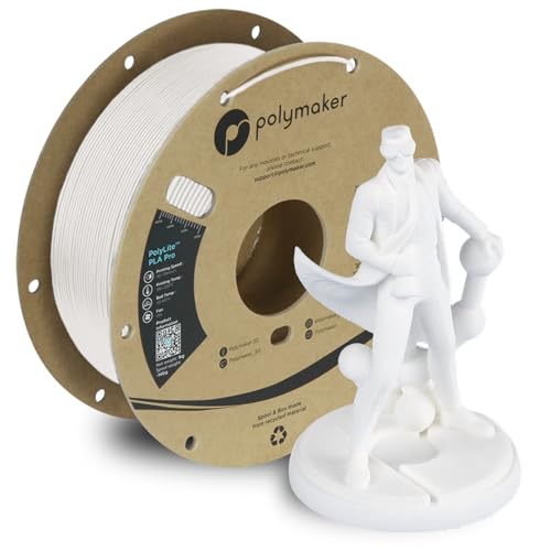 Polymaker PLA PRO Filament 1.75mm 1kg, Tough & High Rigidity White 3D Printing Filament, PolyLite PLA PRO 3D Printer Filament 1.75mm, Print with Most 3D Printers - Image 1