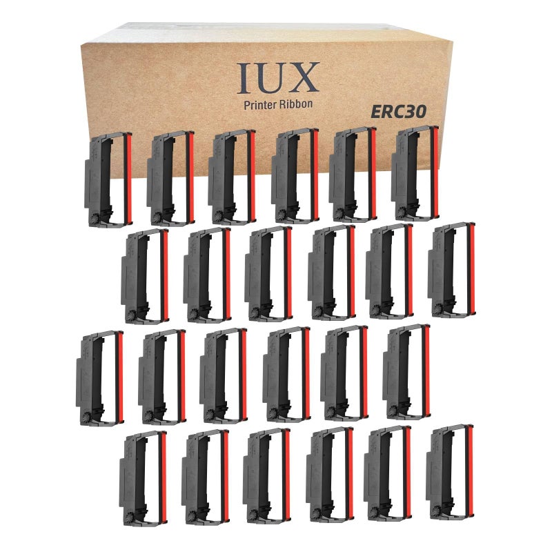IUX ERC30 Black and Red Ribbon Compatible with Epson ERC30/34/38 Cartridges ERC38 B/R, for Epson TM-U220,M188B,BTP-M300, ERC 30 Printer Ribbons, Pack of 24 - Image 1