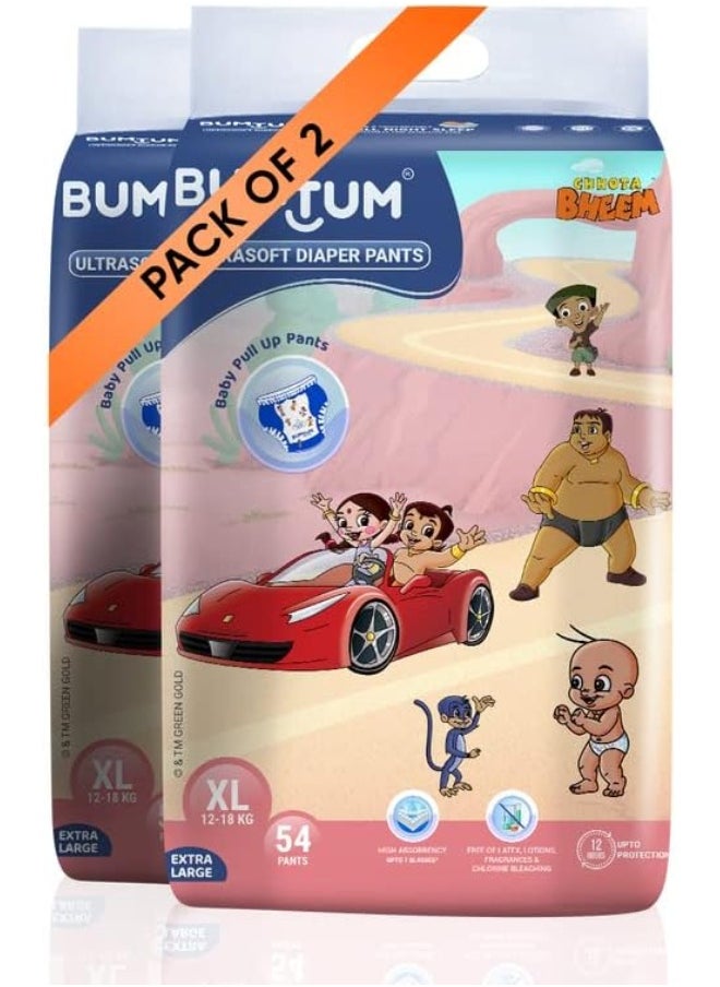 Bumtum Bumtum Chota Bheem XL Size Baby Diaper Pants, 108 Count, Leakage Protection Infused With Aloe Vera, Cottony Soft High Absorb Technology  - Image 1