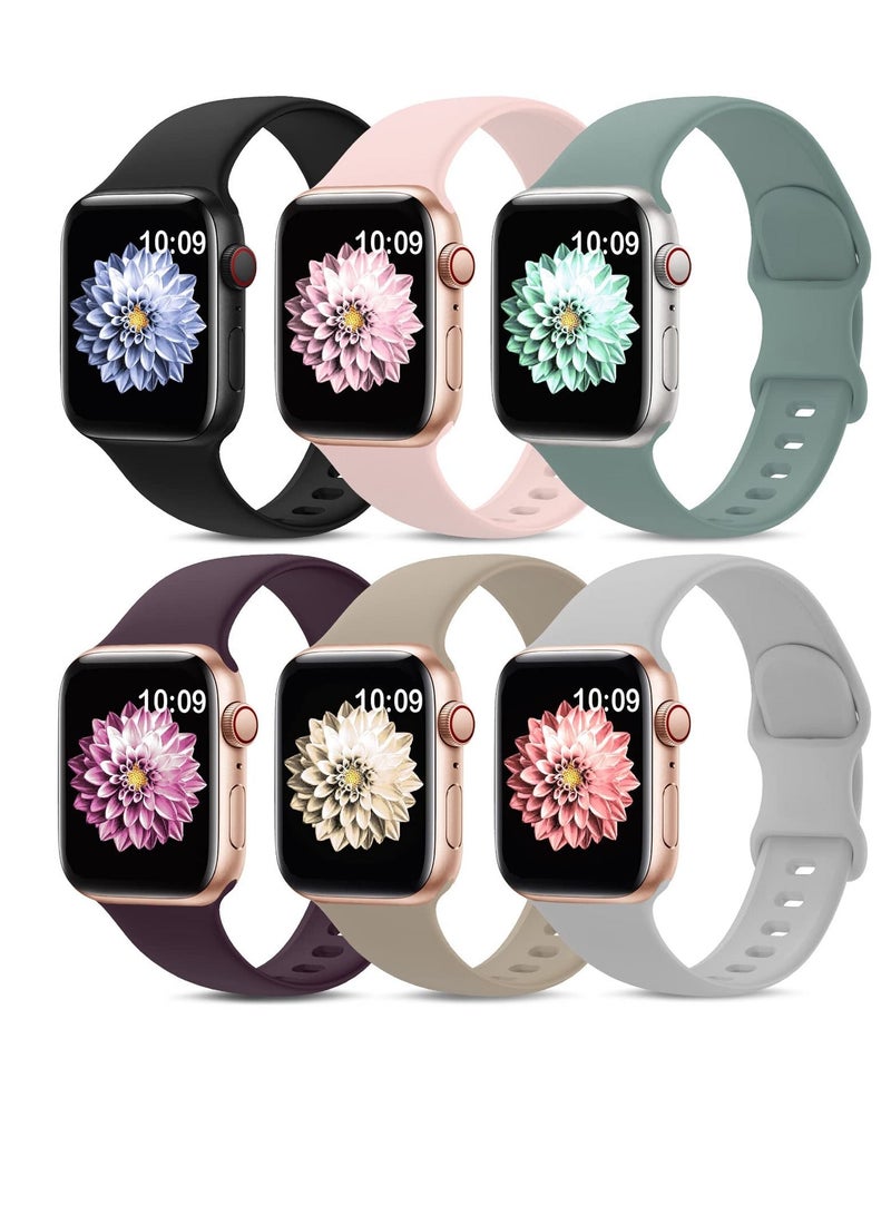 Y&D 6 Pack Sport Bands Compatible with Apple Watch Band 38mm 40mm 41mm 42mm 44mm 45mm, Soft Silicone Waterproof Strap Wristbands iWatch Series 7 5 4 3 2 1 SE (42/44/45 mm) - Image 1