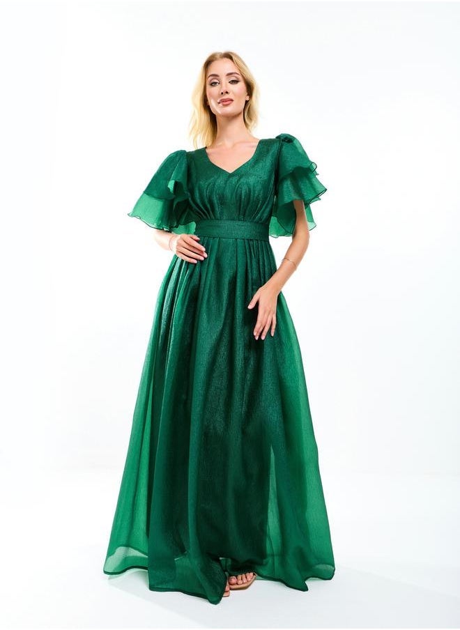 House of Moda Emerald Flutter Sleeve Dress - Image 1