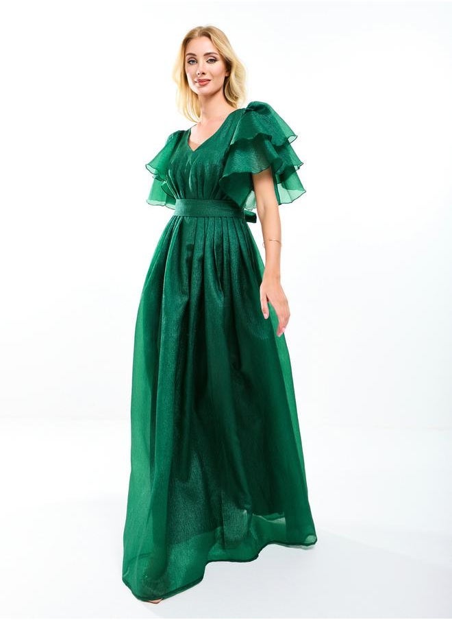 House of Moda Emerald Flutter Sleeve Dress - Image 3