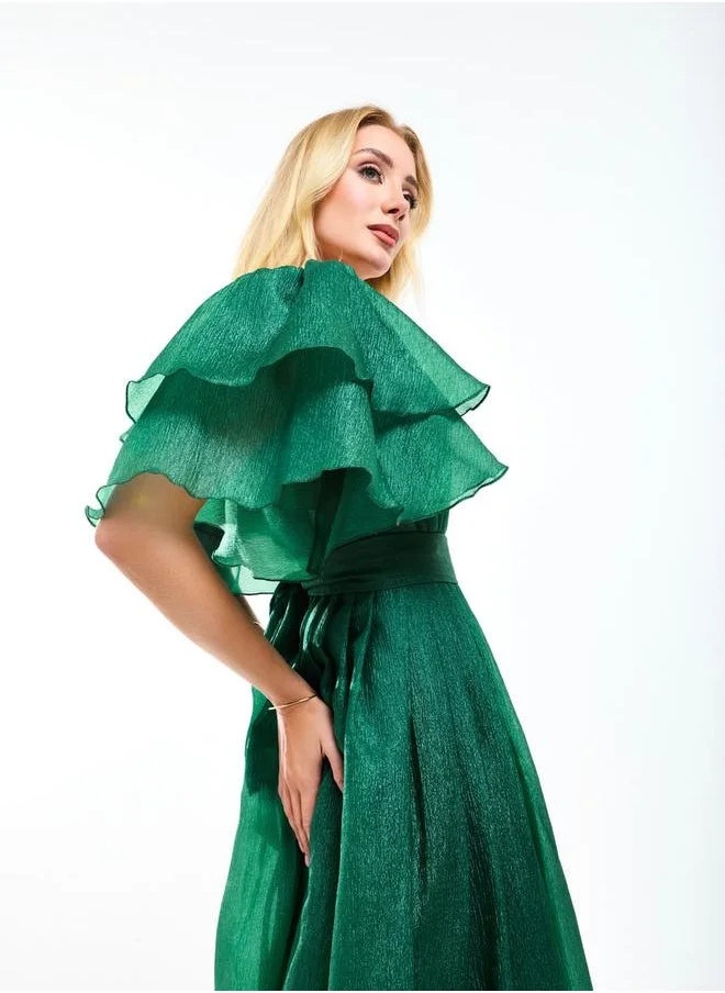 House of Moda Emerald Flutter Sleeve Dress
