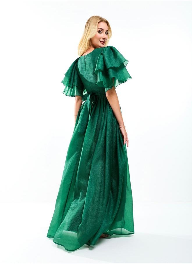 House of Moda Emerald Flutter Sleeve Dress - Image 2