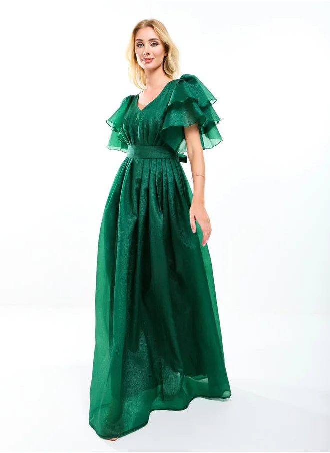 هاوس اوف مودا Double Tiered Flounce Sleeves Voluminous Maxi Dress by Styli