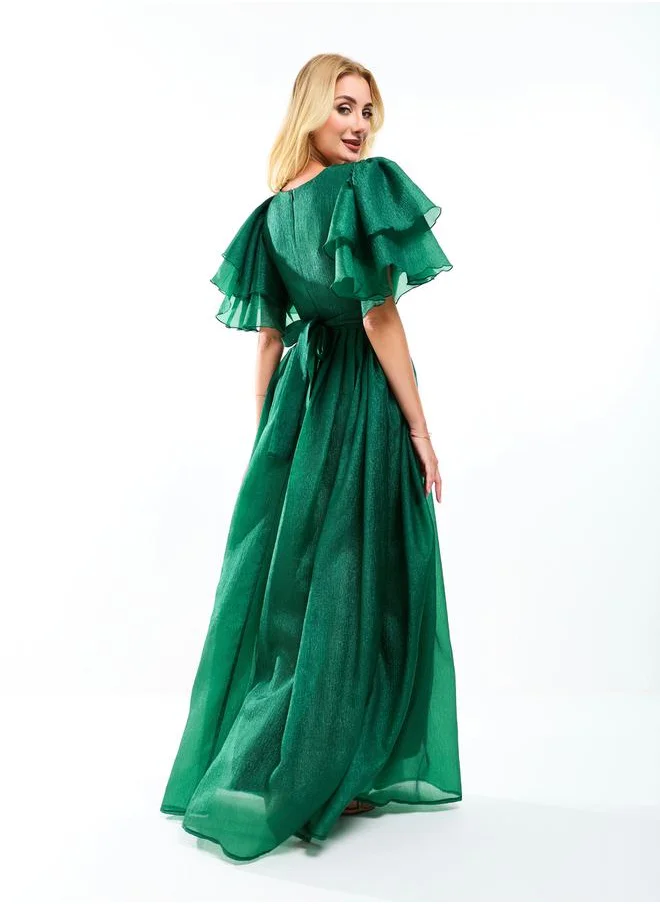هاوس اوف مودا Double Tiered Flounce Sleeves Voluminous Maxi Dress by Styli