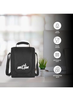 Milton Pro Lunch Tiffin (3 Microwave Safe Inner Steel Containers180/320/450 Ml;1 Plastic Chutney Dabba100 Ml 1 Aqua Steel Bottle 750 Ml Steel Spoon And Fork) Black  - Image 2