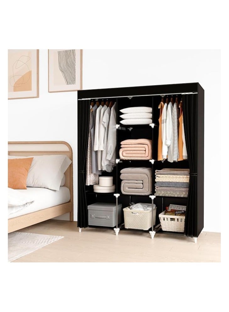 bunca Portable Wardrobe for Bedroom and Living Room (Black) - Image 2